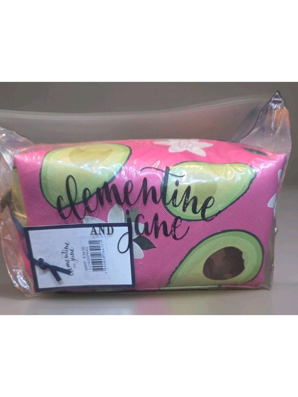 Avocado Floral Print Cosmetic Bag Makeup Case Clementine & Jane NWT